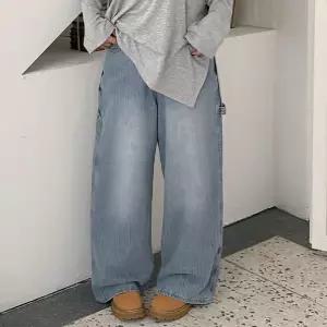 [제작/빅사이즈]이블렛 에스텔 자가드ST 카펜더 와이드 데님팬츠 제이스타일