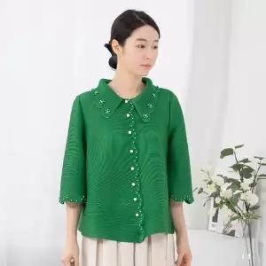 엄마옷 모슬린 엄마옷 진주 플리츠 카라 자켓 613HJK241 중년여성/50대/60대/70대/빅사이즈/할머니옷/마담
