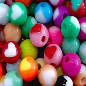 아크릴구슬 원형하트 125g약450 120개 비즈부자재 키링만들기재료 비즈키링재료 구멍큰비즈 비즈공예