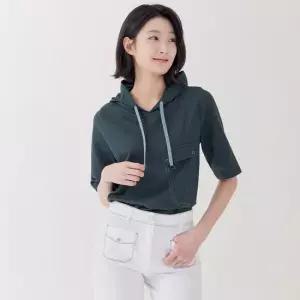 [지센] 젤라또 포켓 장식 5부 후드 티셔츠 LCTSP330_DE