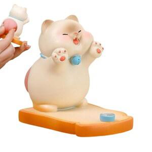 책상용 휴대폰 홀더 - 장식 디스플레이가 있는 스마트폰용 귀여운 고양이 피규어 스탠드 | 침실, 거실, 사무실, 서재, 통화, 업무, 미디어 시청, 독서를 위한 내구성 책상 정리