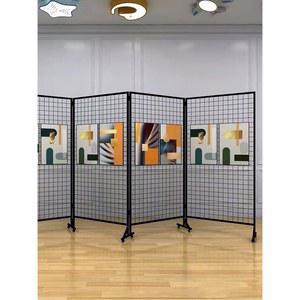 사진 그림 작품전시대 이동식 메모 30x30 작품전시랙 블랙 미술관 거치대 철망 가벽