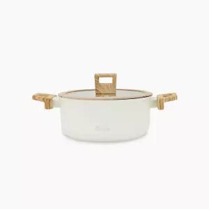 에지리 신혼부부 양수 냄비 나리히라 우드앤화이트 세라믹코팅 18cm