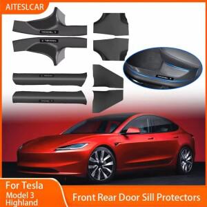 Tesla Model 3 Highland 2024 ABS 전면 후면 도어 씰 보호 패드 커버 가드 임계 값 범퍼 스트립 자동차 액