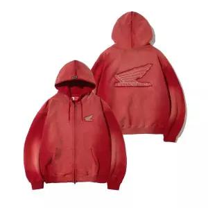 HONDA MOTORCYCLE APPAREL Honda Stud Wing Washing Hoodie Zip-up_Dark Red289535