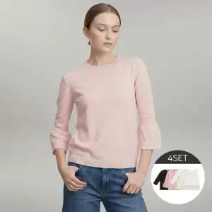 [NUE] 여성 코튼 니트 3종+레이스탑 세트