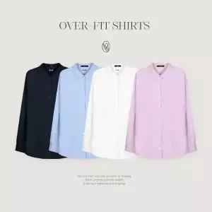 핫핑 [LOVB] L-1463 오버핏 자수 핀턱 긴팔셔츠