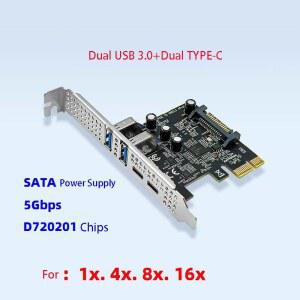 PCIE USB GEN1 5GBPS 보드 카드 컴퓨터 유형 EXPRESS 어댑터 4X 8X 확장 PCI 1X 변환기 16X
