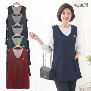 엄마옷 포인트 브이컷 핫픽스 조끼 004FGH006 마담/중년여성/빅사이즈/50대/60대