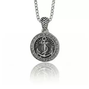 써지컬스틸 앵카 복고풍 실버 코인 목걸이