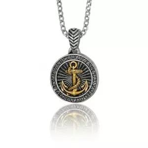 써지컬스틸 앵카 복고풍 골드 코인 목걸이