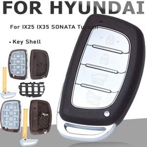 KEYECU 교체 용 4 버튼 현대 IX25 SONATA Tucson 스마트 원격 키 쉘 케이스-배터리 홀더 포함/없음