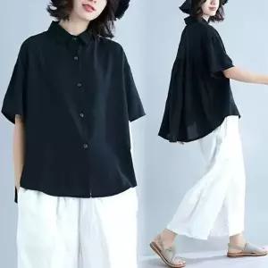 블랙 블라우스 로미홀리 루즈핏 박시핏 블라우스 셔츠 반팔 여성