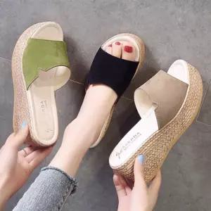 여성용 통굽 슬리퍼 심플 스웨이드사무실용 높은 커플조리 있는 가벼운 푹신한 발편한 폭신한 실화 외출용