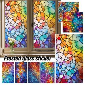 레트로 교회 스테인드 글라스 필름 서리로 덥은 창 스티커 불투명  그림 아트 개인 정보 보호 욕실 사무실