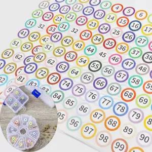 문구 사무용품 숫자 원형 스티커 25mm 학교 분류용 1-100번 컬러 라벨