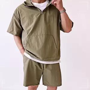 남성 후드 아노락세트 냉장고 오버핏 반바지 반팔 블랙 RWF90B0613