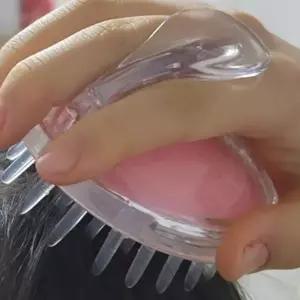 샴푸 브러시 실리콘 손잡이 머리감기 두피 마사지 브러시 지압 마사지기 손바닥 지압기