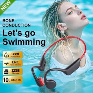 무선 수영 스포츠 헤드폰 골전도 헤드셋 오픈형 핸즈프리 IPX8 방수 이어폰 운동용