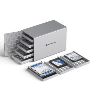요타마스터 5 베이 RAID 하드 드라이브 인클로저 USB C 3.5 2.5인치 SATA HDD/SSD용 알루미늄 90TB(5x18TB) 직접 연결 스토리지 DAS RAID1 / 10 JBOD CLON [PS500RC3]