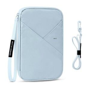 여행 여성용 베키 여권 홀더, 가족용 가방, 서류 정리함 케이스, 남성용 RFID 차단 보호책 지갑, 방수 커버 필수품 신용카드, 돈(블루 그레이, L)