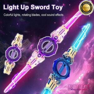 야외 장난감 밝은 회전 검 다채로운 플래시 LED 라이트 코스프레 파티 가족 상호작용 어린이 및 성인용