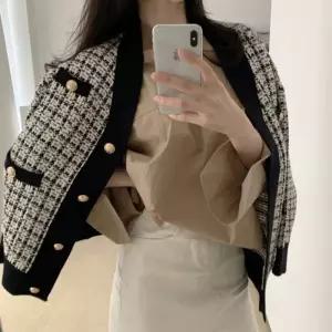 고급무드 트위드 골드버튼 가디건 자켓 블랙화이트 데일리룩 vWX9+6paw