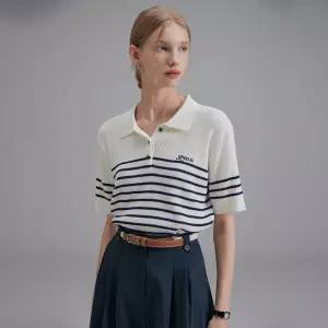 [스타필드 안성 클라비스] 스트라이프 카라 풀오버 CVKRF3801M