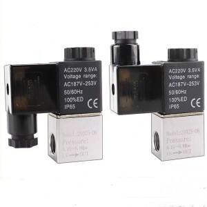 DC12V AC110V AC220V 2포트 2포즈 1/8인치 BSP 일반적으로 닫힌 중성 전기 공압 솔레노이드 밸브 코일 2V02