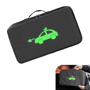 Qurbuns 자동차 도구 케이블 백, 방수 옥스포드 천 점퍼 휴대용 전기차 충전기 보관 정리함, 트렁크용 손잡이가 있는 코드 호스 대부분의 자동차용 유니버설 (직각)