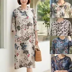 [엄마옷 로즈맘] 담연수채화카라풍기포인견원피스