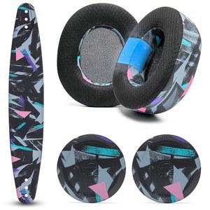 [미국배송] WC 모드 키트 노바 프로 무선 및 엘리트 - 스틸시리즈 아크티스 엘리트용 쿨링 젤 이어패드 실리콘 헤드밴드 마그네틱 플레이트 바이 위키드 쿠션 | 90년대 블랙