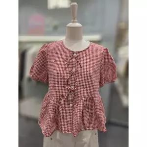 [이프네](김해점)(IQ3WBL12)레이스넥체리리본블라우스