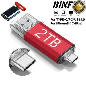 2TB OTG USB 플래시 드라이브 3.0 타입 C 아이폰 아이패드용 512GB 256GB 삼성 화웨이 샤오미 안드로이드