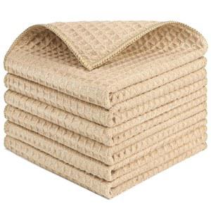 HOMEXCEL 와플 직조 극세사 클리닝 6팩 흡수력이 뛰어난 가정용 청소용 걸레 재사용 가능한 주방 타월 긁힘 방지 스테인리스 스틸 물티슈 30 5CM 12 12인치 브라운