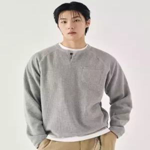 키뮤어 KIIMUIR 와플 헨리넥 크롭 맨투맨그레이