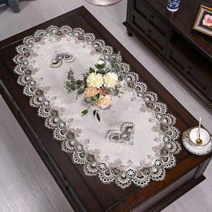 ZMN B베이지 커버 패브릭 테이블 커피 레이스 테이블보 냉장고 건조기 먼지 중공 테이블보 자수 타원형 X43 세탁기 상단 20