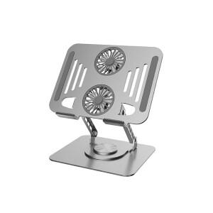 듀얼 팬 쿨러 노트북거치대 높이조절 360도 회전 태블릿 호환