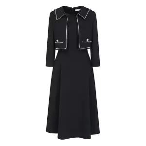 [JJ지고트](센텀시티점)라인 배색 재킷 플레어 원피스 GR4A0OP821