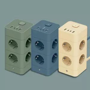 에코너 타워형 큐브 멀티탭 12구 4000W 고용량 고속충전 8구 + USB-A 2개 + C타입 2개 예쁜 슬림 디자인 콘센트 컴퓨터 책상 전기선 정리 MT09 혼카