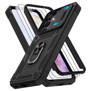 삼성 갤럭시 A35 5G 케이스용 그릿업 휴대폰용 킥스탠드에 회전 화면 제작 카메라 블랙 케이스 군용 보호기X2 360 슬라이드 보호 커버