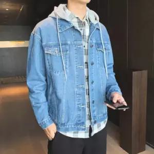[옷자락]남자 데일리 후드 탈부착 데님 청자켓 봄 가을 자켓