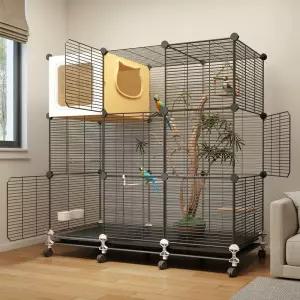 다람쥐 날다람쥐 하우스 애완용 2단 케이지 사육장 블랙