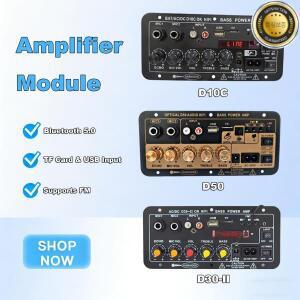 블루투스 5.0 DIY 앰프 모듈 12V24V D10C D30-II 시리즈 오디오 고음 및 저음 조절 가정 차량용