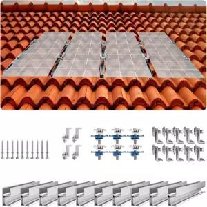 VEVOR 태양광 패널 마운팅 브래킷 금속 지붕 콘크리트 목재 타일 미니 레일 10개 엔드 클램프 4개 마일드