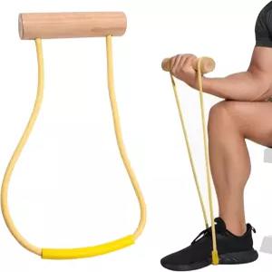나무 손잡이가 있는 손목 및 팔뚝 트레이너 튼튼한 천연 라텍스 저항 튜브 그립 근력을 위한 팔씨름 연습