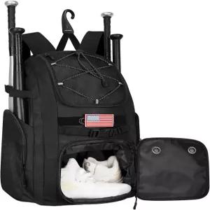 골로니 야구 가방 60L 용량 소프트볼 청소년 및 배트 4개 신발 수납 공간이 있는 백팩 헬멧 홀더 후크