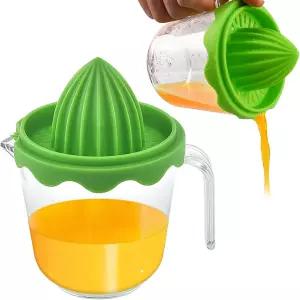 시트러스 오렌지 주스기 레몬 수동 핸드 스퀴저 라임 프레스 미끄럼 방지 뚜껑 회전 리머 스트레이너 및