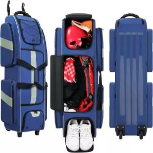 바퀴 달린 JMIANeodark 캐처스 기어백 별도의 신발 수납 공간이 있는 소프트 롤링 야구백 남성용 대용량