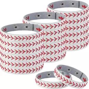 레트로웨이 정품 가죽 야구 팔찌 파티 청소년을 위한 스포츠 손목밴드 팀 테마 생일 선물 선호